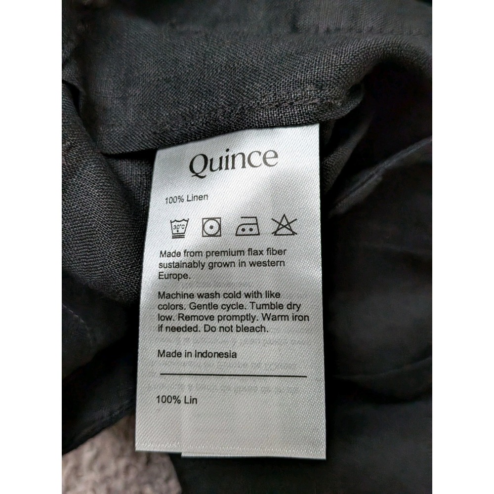 Quince 100% European Linen Patch Pocket Wide Leg Pants Black Size 8 NWT - Picture 6 of 12